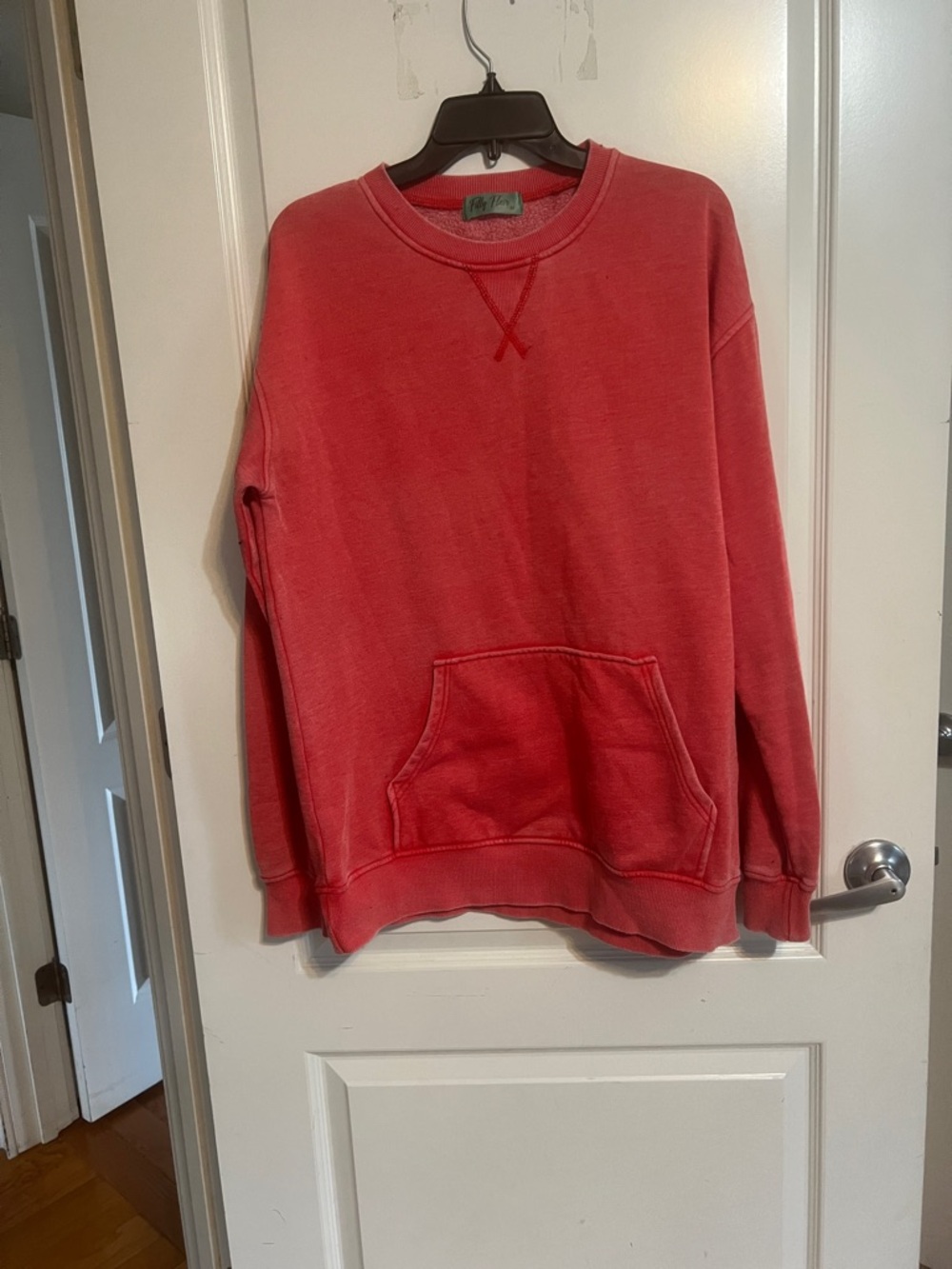 Filly Flair Coral-Red Washed Crewneck Sweatshirt